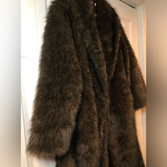 NWOT Women Faux Fur Coat Warm Mid Long Furry Long Sleeve Fluffy Outerwear Shaggy - Picture 6 of 10